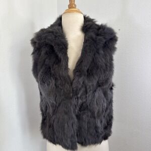 Adrienne Landau Vest Dyed Rabbit Fur Navy S Luxury Mob Wife Glam Statement
